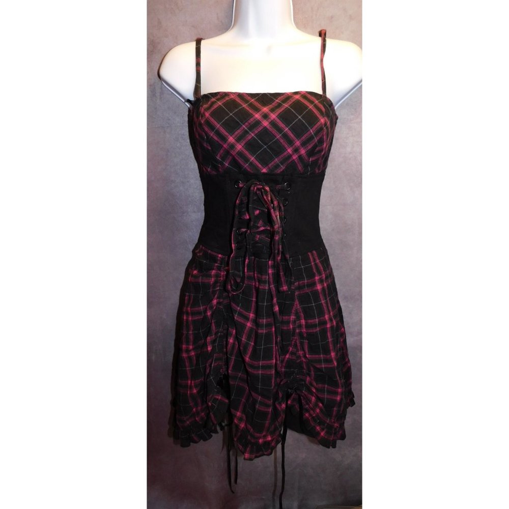 Tripp Discontinued Y2K Pink And Black Plaid Dress